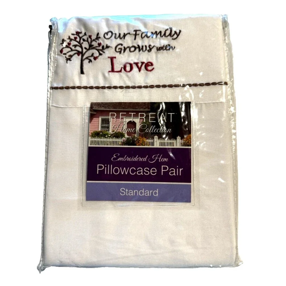 Retreat Home Embroidered Standard Pillowcases Our Family Grows with Love 2 Pack
